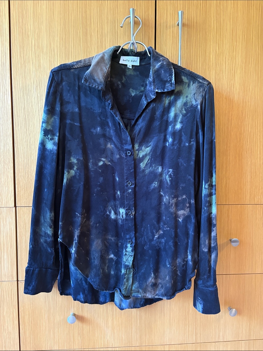 Bella Dahl Navy Blue Silky Button-Up Shirt